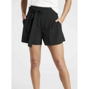 Athleta Skyline Shorts Black Belted Commuter Athleisure 10 High Waist Pleated